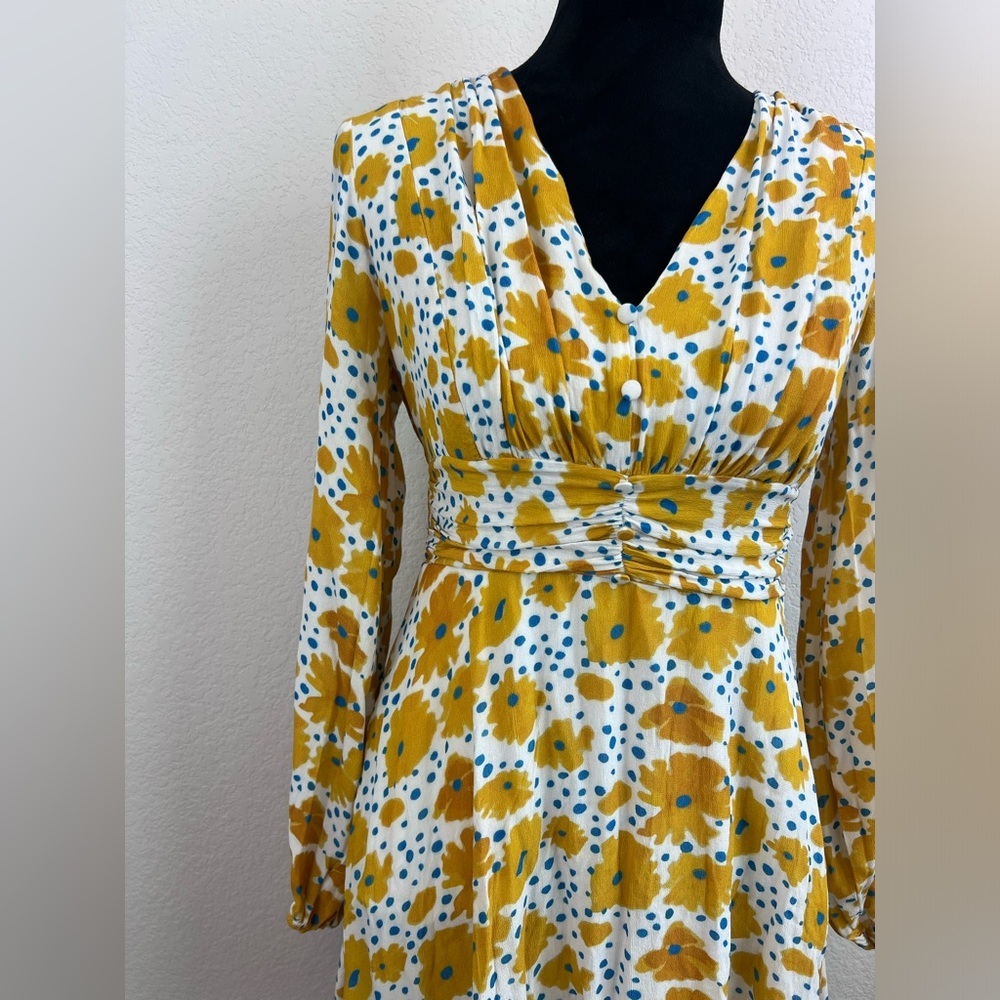 Vera For Anthropologie Buttercup Long Sleeve Elasticized Cuff Mini Dress Size S - Picture 2 of 11